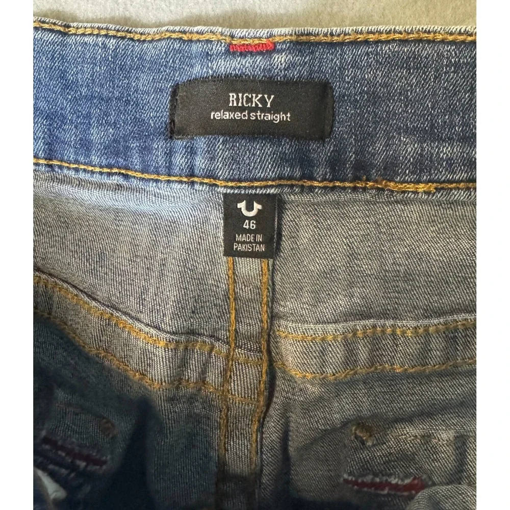 True Religion Ricky Men 46 Blue Relaxed Straight Jeans MC227